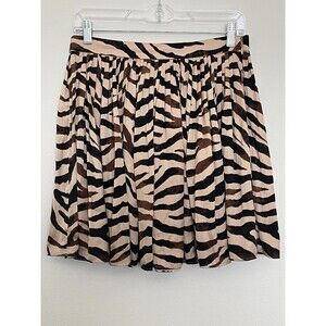 J. Crew Re-Imagined Women's Mini Skirt Brown Zebra Print Animal Artsy Size 4
